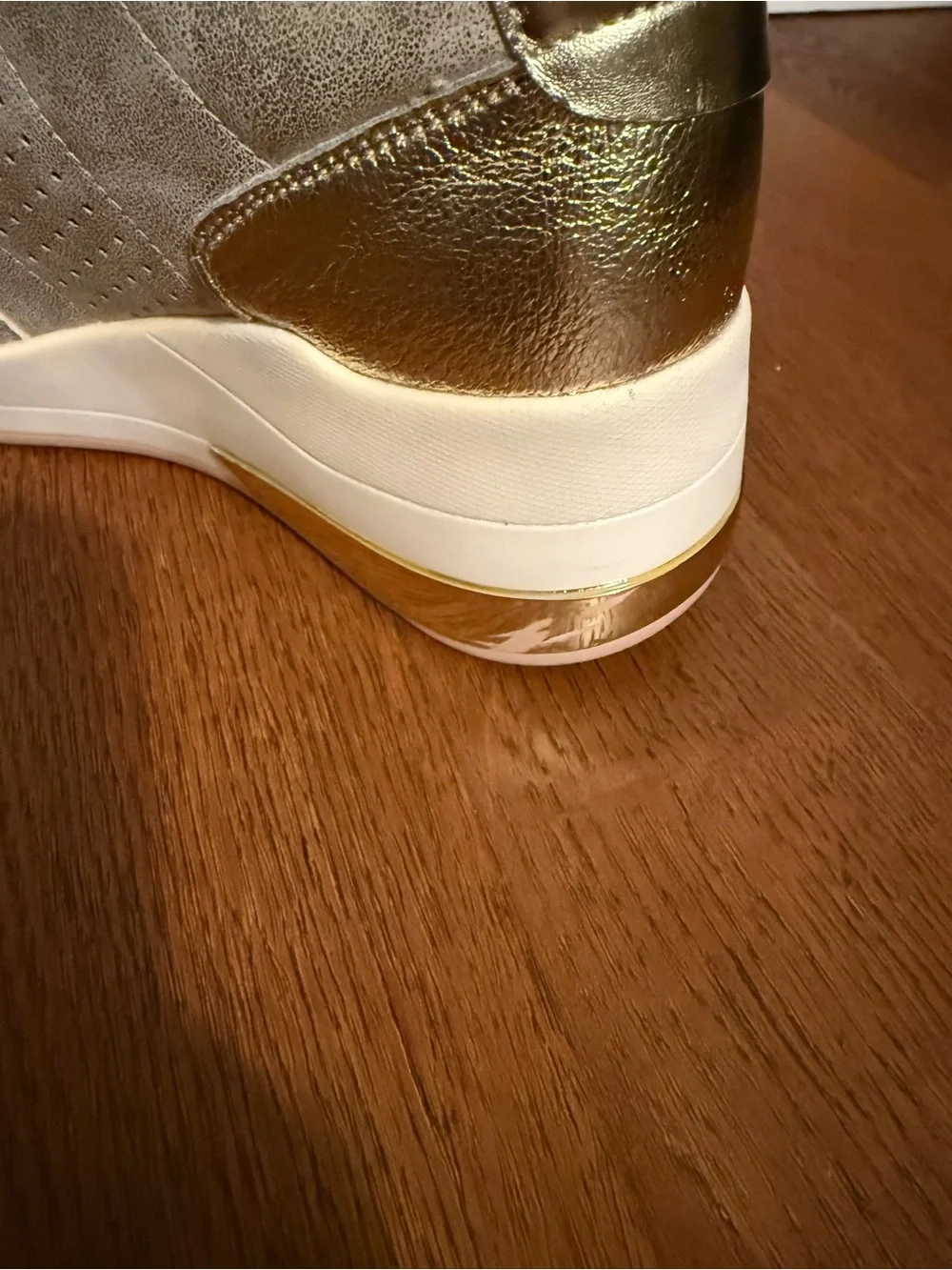 Renato Garini Italy Gold Metallic Hidden Wedge Sneakers Side Zip 36 6